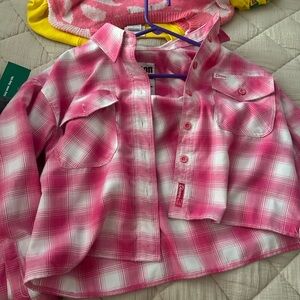 Zara Pink and White Button Down Shirt